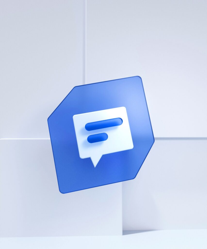 blue and white communication icon