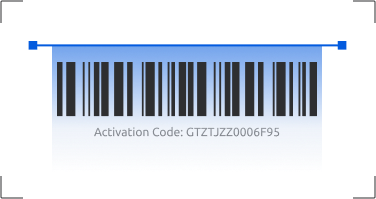 scannable barcode with blue gradient