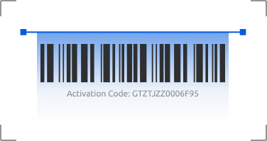 scannable barcode with blue gradient